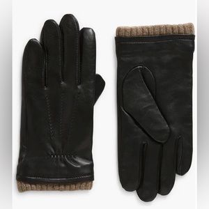 Nordstrom Leather Cashmere Cuff Gloves - Size L